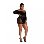 Сексуальное платье-сетка с кружевными вставками от Moonlight черное (plus size)
