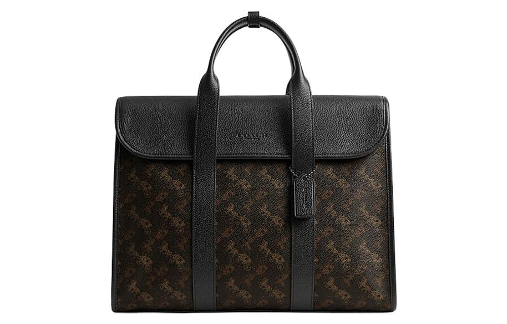 COACH Gotham Canvas With Leather Briefcase, One Shoulder Handbag Large Men"s Black