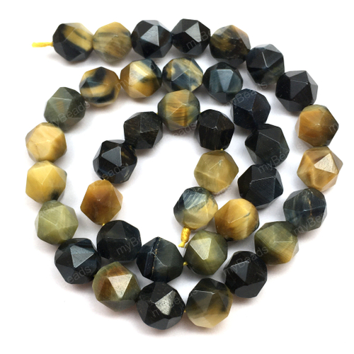 Тигрово-соколиный глаз 10 мм, бусины - биконус