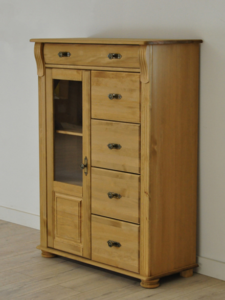 Комод Сюзанна из массива сосны с 5-ю ящиками, бейц