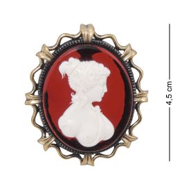 AM-2597/1 Брошь «Камея» (латунь, янтарь)