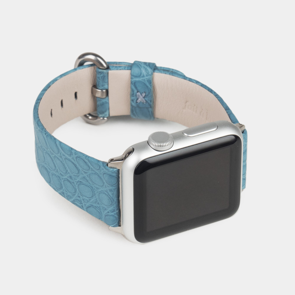 Ремешок для Apple Watch 40/41/42 mm из кожи аллигатора, сизого цвета