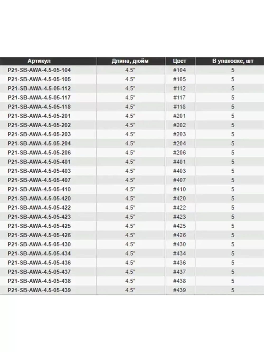 Виброхвост Awaruna,4.5'',114,3мм,14,28гр,цвет 410,5 шт/уп.