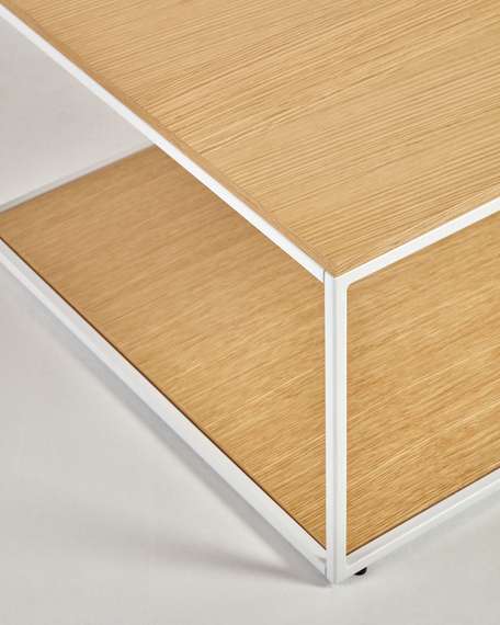 Yoana Журнальный столик из шпона дуба и белого металла 110 x 60 см