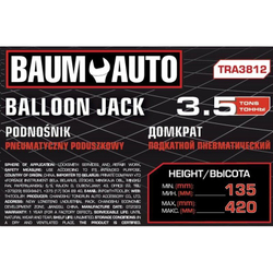 Домкрат подкатной пневматический 3,5т Baum Auto BM-TRA3812