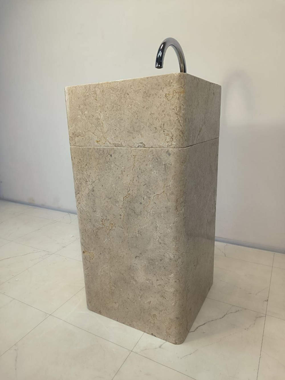 Раковина напольная из мрамора Square Cream RN-65929 45х45х90 из натурального камня