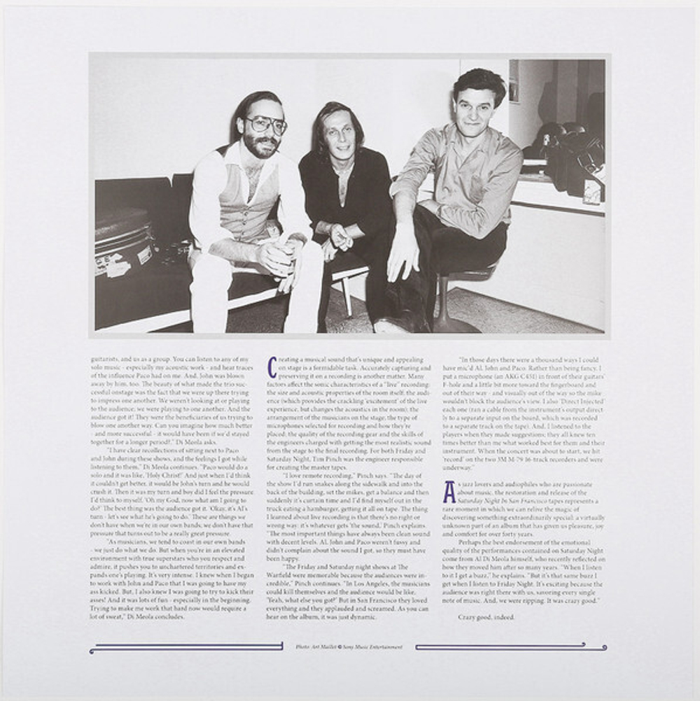 Al Di Meola, John McLaughlin, Paco De Lucia / Saturday Night In San Francisco (Limited Edition)(Clear Vinyl)(LP)