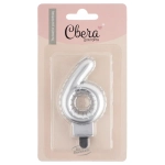 Свеча цифра "6" серебро