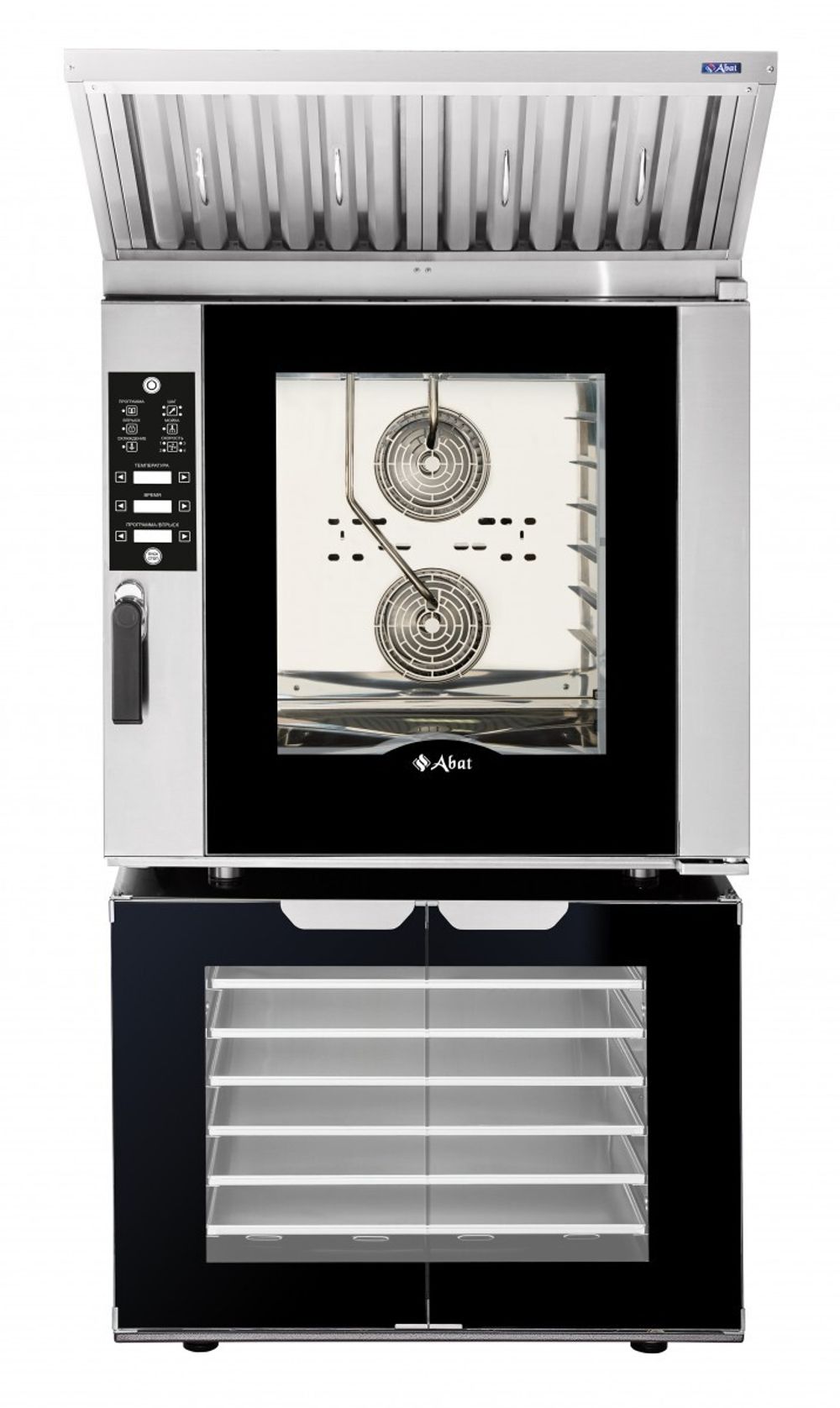 11000015889 Абат Конвекционная печь КЭП-6П-01, 6 уровней 400х600 мм, нерж. камера, пароувлажнение - инжекция, память на 110 программ, до 4-ех этапов в программе, автоматическая мойка, без противней, корпус нерж.
