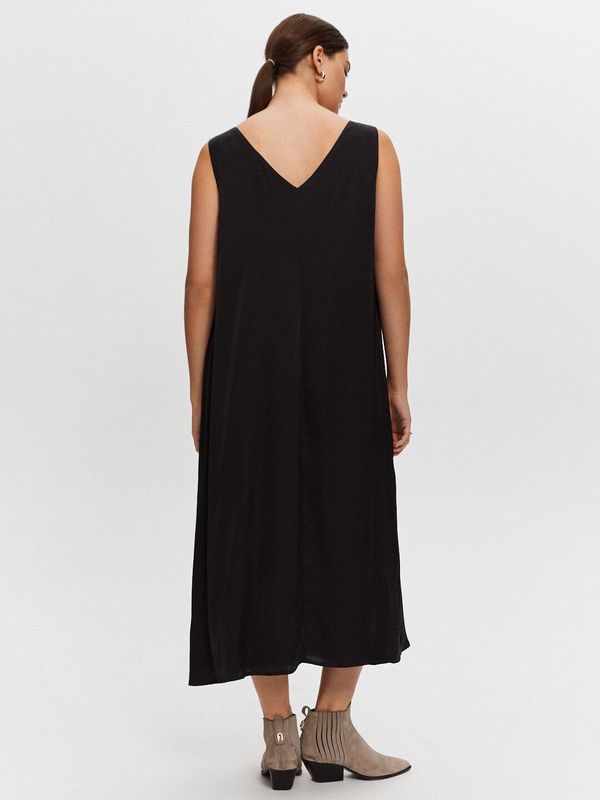 Платье-комбинация двухслойное, на широких бретелях, черный