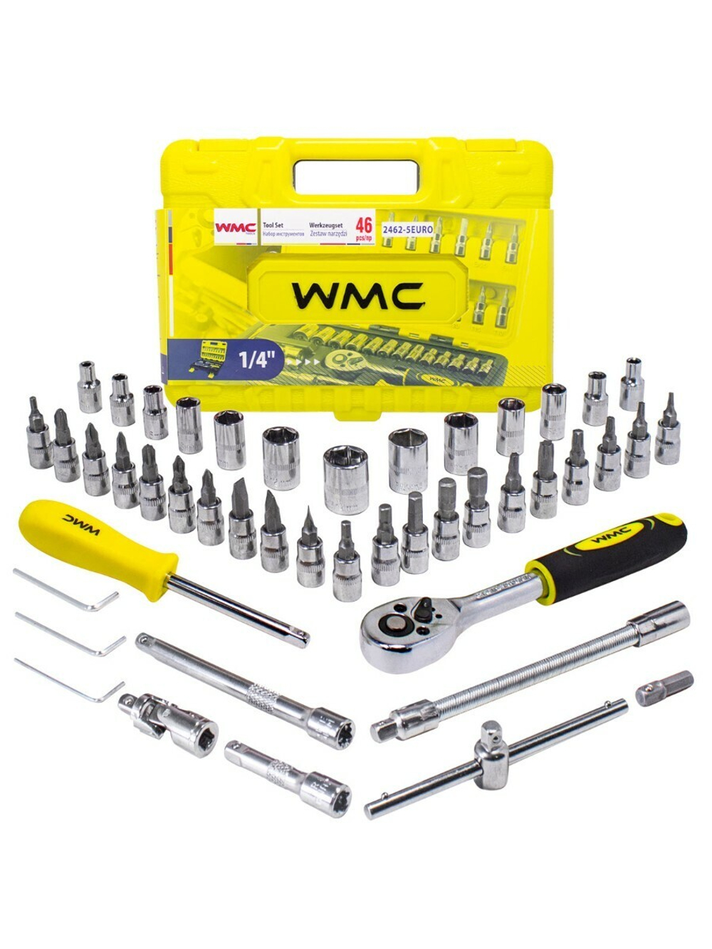 Набор инструмента 46пр. 1/4''(6-гран.)(4-14мм) WMC TOOLS WMC-2462-5 EURO