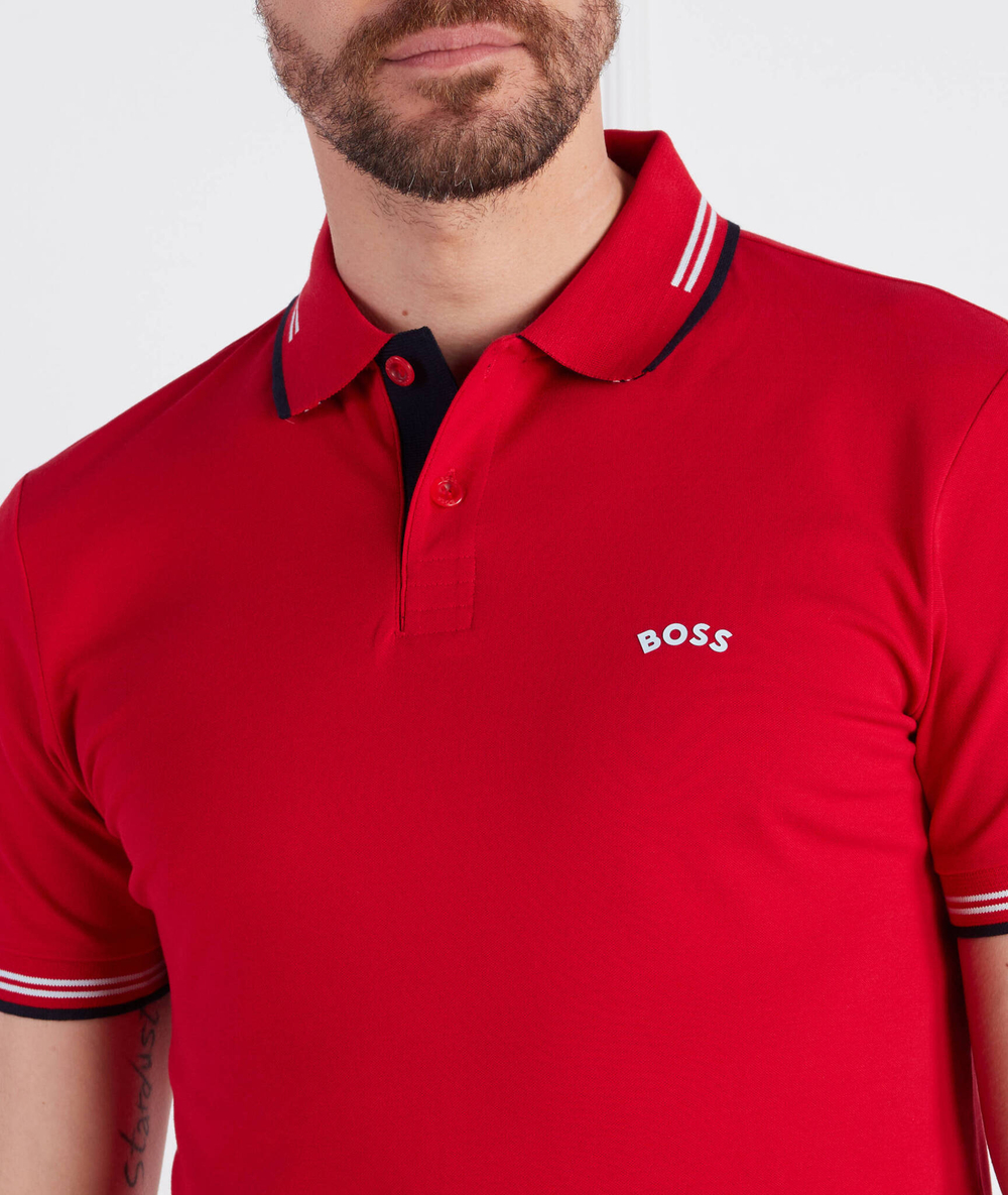 Поло Paul Curved BOSS GREEN - красный(50469245)