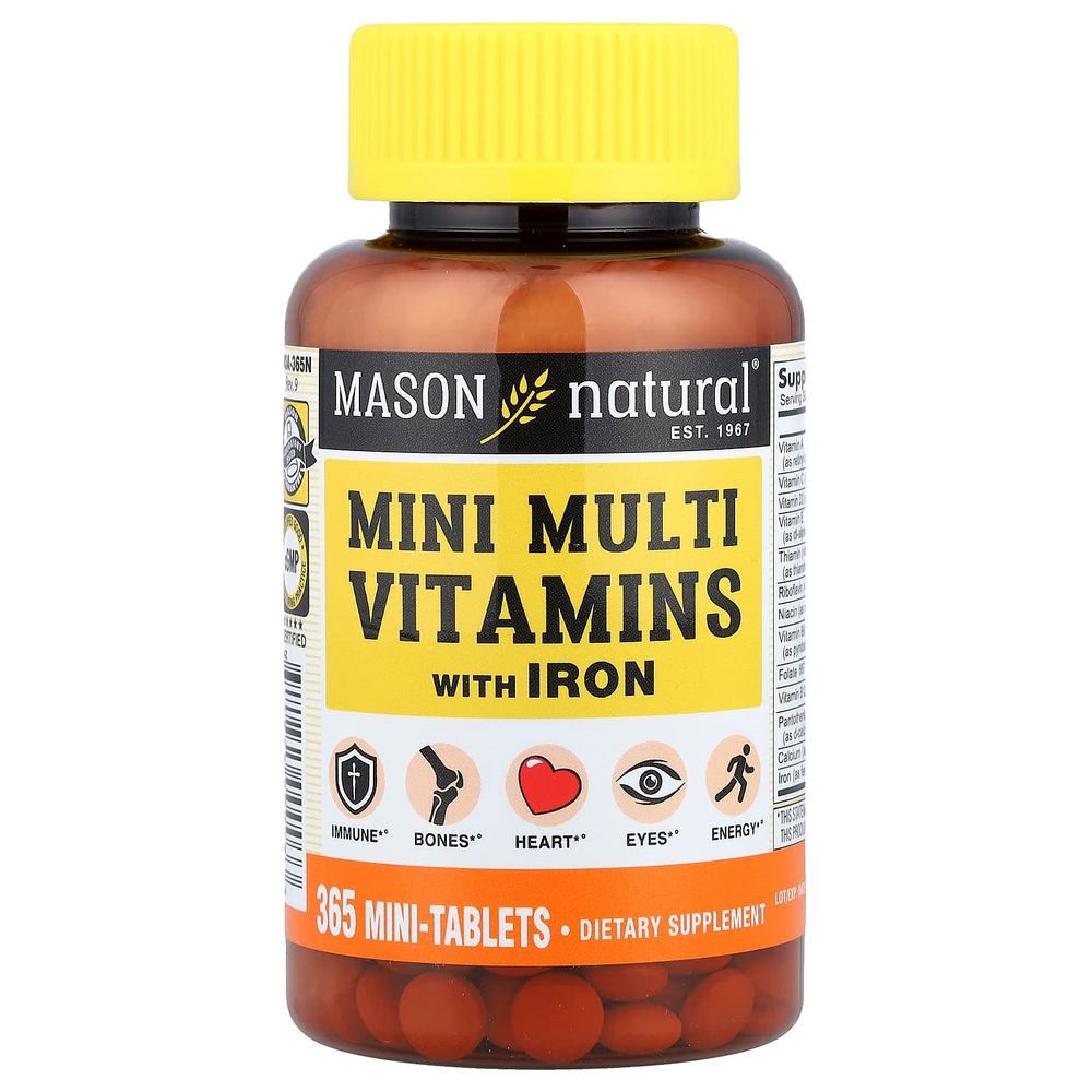 Mason Natural, Мультивитамины с железом, 365 мини-таблеток