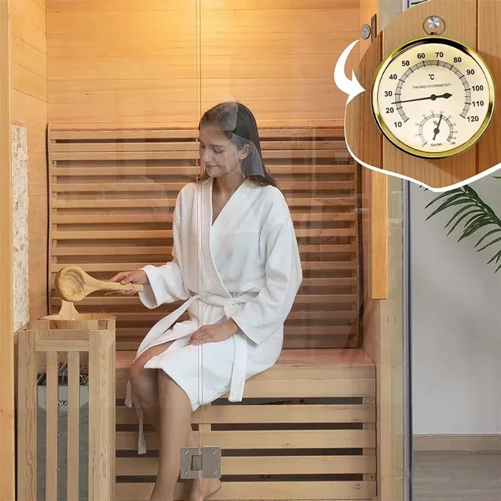 Банная станция Термометр-гигрометр золотой