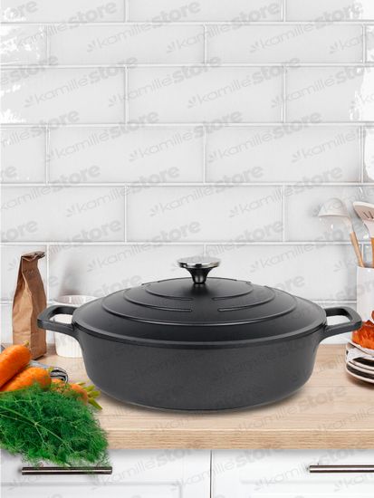 Кастрюля низкая 4 л. Kamille KM 4463 серия DUBLIN из литого алюминия с антипригарным покрытием с крышкой