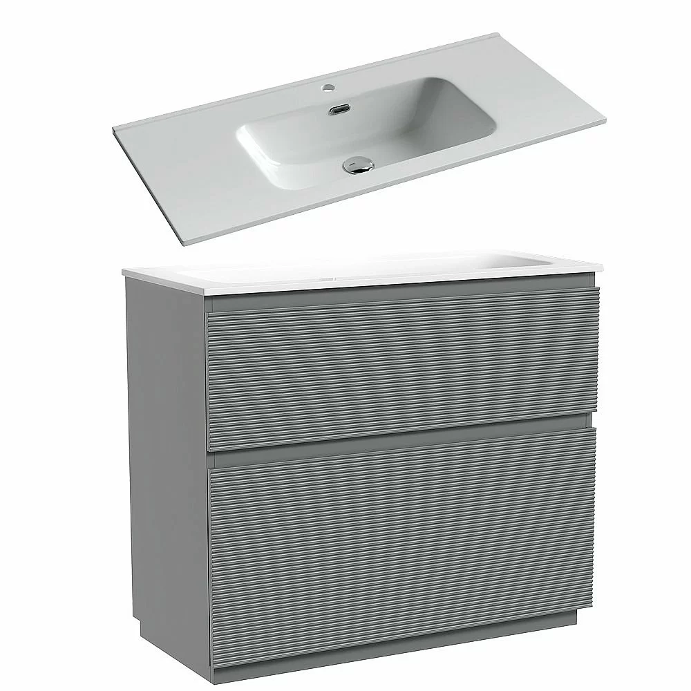 Тумба с раковиной Sancos FOLK Floor FL100FES/CN7003 100 Ergraut soft
