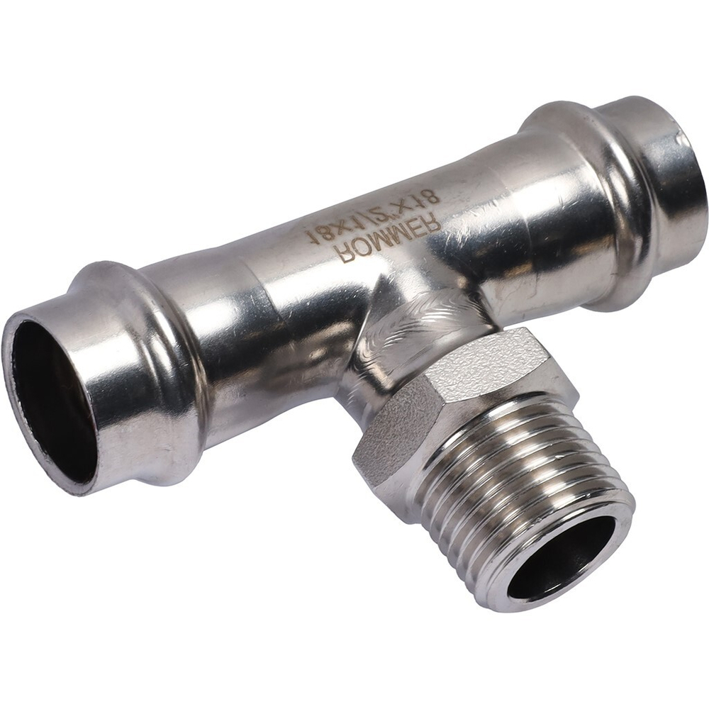 ROMMER Тройник с НР 18x1/2" из нержавеющей стали прессовой