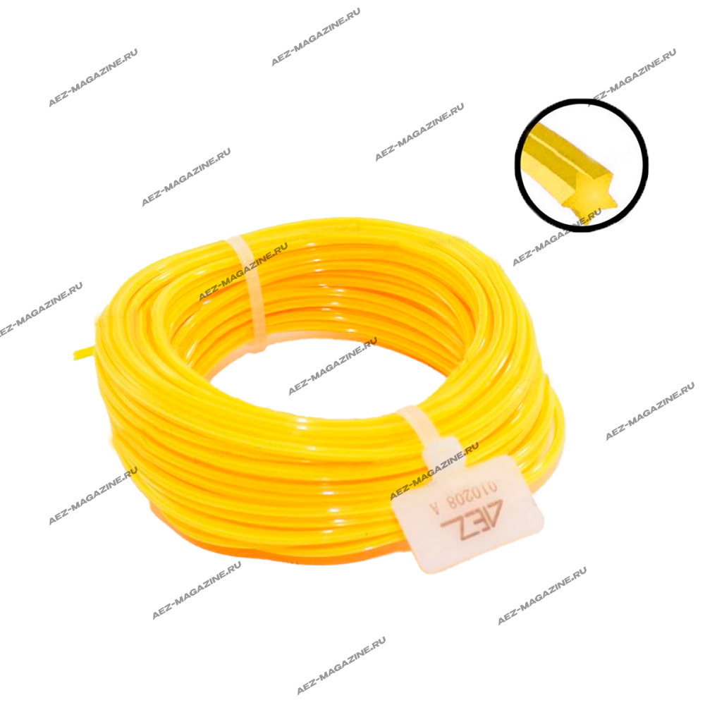 Леска триммерная d-2,00мм, 15м, сечение звезда, упаковка стяжка, серия GENERAL