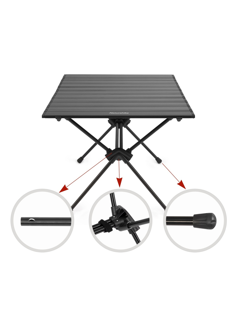 Стол туристический Naturehike FT11 алюминиевый, быстросборный, 75х55х44/34 см, складной, черный