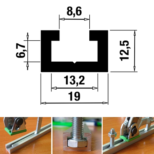 Шина направляющая T-track PR TR019 Т-образный профиль TR019.1000