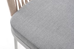 "Лион" стул плетеный из роупа, каркас из стали светло-серый (RAL7035) муар, роуп бежевый круглый, ткань светло-серая