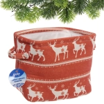 Коробка для хранения «ИДЕЯДОМА», принт новогодний, цвет красный, 20,5*14*17см, (лейбл Селфи)