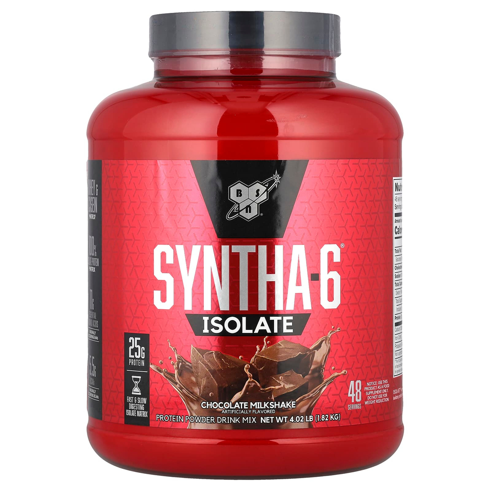 BSN, Syntha-6 Isolate, протеиновая смесь для приготовления напитка, шоколадный молочный коктейль, 1,82 кг (4,02 фунта)