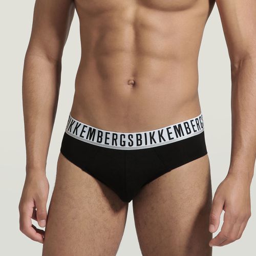 Мужские трусы брифы (белый, темно-синий, черный) набор 3в1 Bikkembergs ESSENTIAL BKK1USP01TR