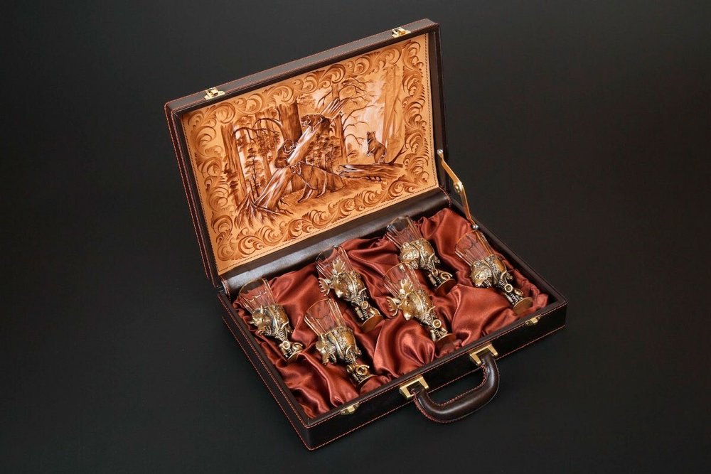 Набор лафитников «Охотничьи Трофеи" 6 шт. в подарочном футляре