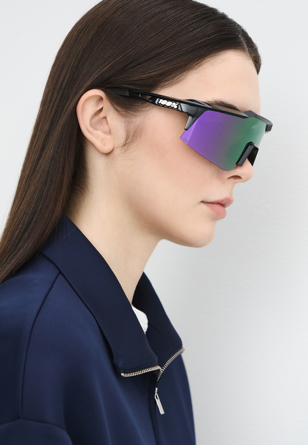 Спортивные очки 100% SPEEDCRAFT SL Polished Black - HiPER Lavender Mirror Polarized Lens