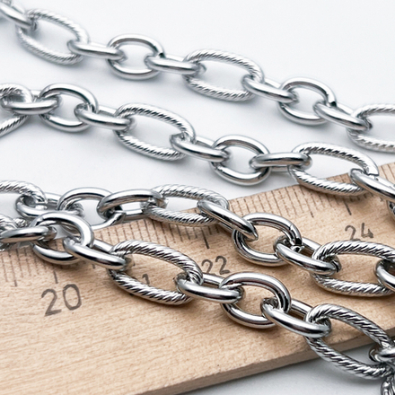 Цепочка, сталь, размер звена 13*7,5 и 9,5*6,7 мм, цена за отрезок 50 см