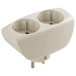 Разветвитель электрический ЭРА SP-2e-I на 2 розетки с заземлением со шторками 16А слоновая кость | Тройники