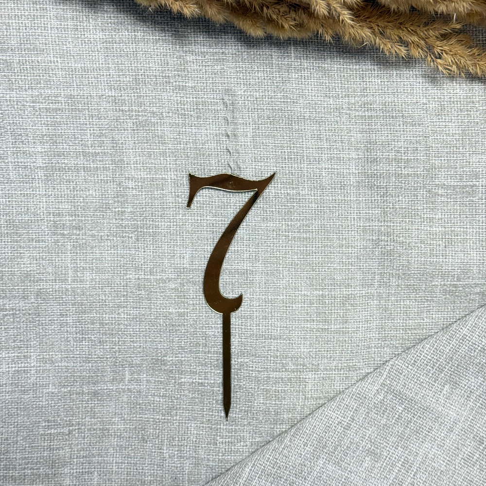 Свеча-топпер цифра «7» в золотом цвете