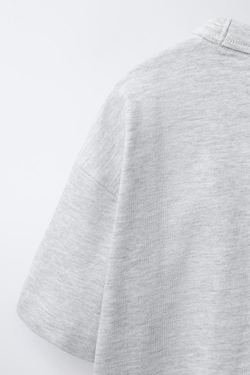 ZARA ФУТБОЛКА С НАДПИСЬЮ, СЕРЫЙ МЕЛАНЖ