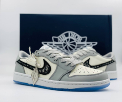 Кроссовки коллаборация Nike Air JORDAN 1 & DIOR SNEAKERS GREY