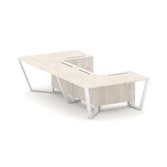 Steel Meet Стол переговорный П-образный KDK-PR.B.SP-07P Денвер Светлый/Металл Белый 1600*3200*750