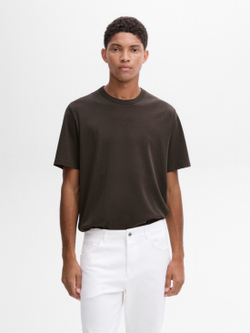 Massimo Dutti Футболка из смесового хлопка, угольный