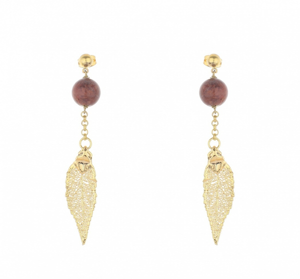 Серьги листья Ester Bijoux Лист F715C-G BR