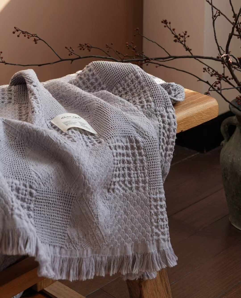 Хлопковое покрывало 140х190 | серый