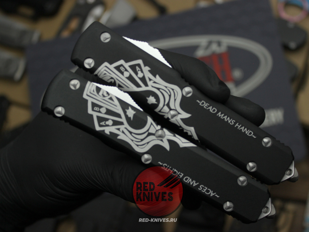 Нож Microtech Ultratech "Dead Man's Hand" S/E A+++ (Правый) - клинок апокалиптик