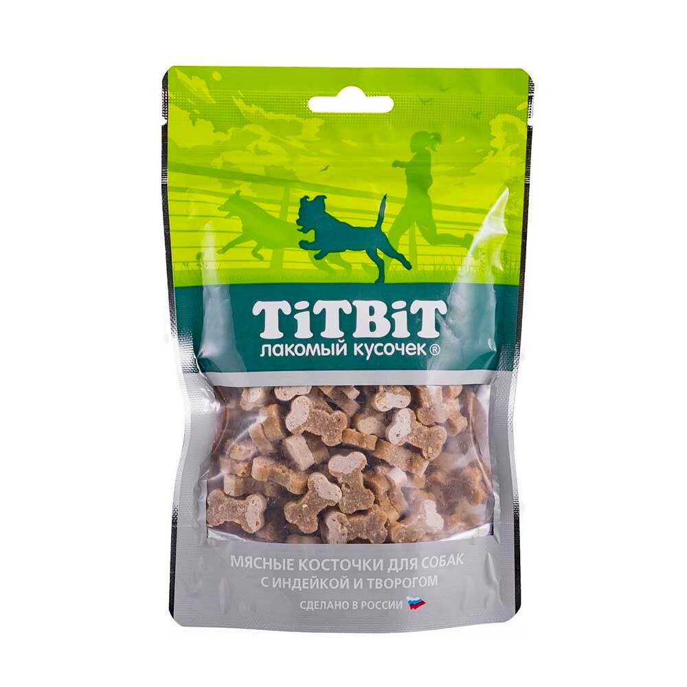 TiTBiT Косточки мясные для собак с индейкой и творогом - лакомства для собак