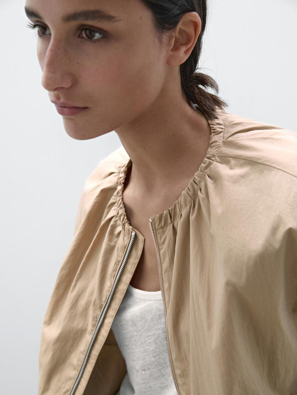 Massimo Dutti Жилет со сборкой, бежевый