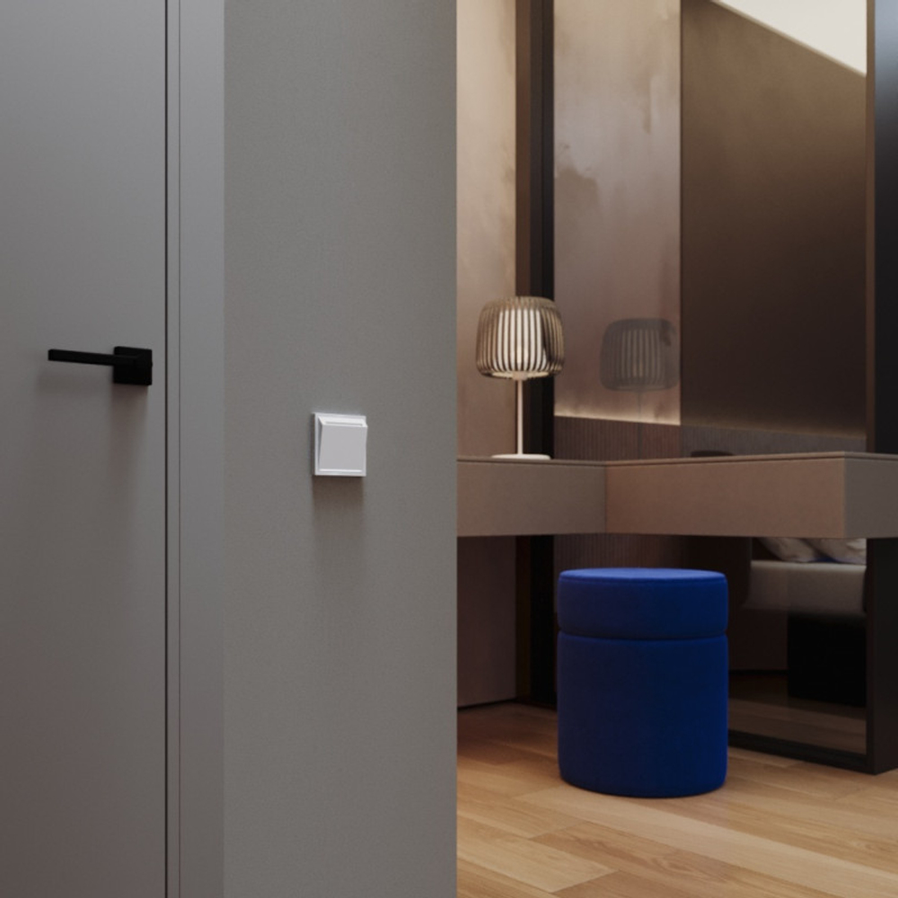 Выключатель встраиваемый VOLTUM S70 карточный 16А, (белый глянцевый)