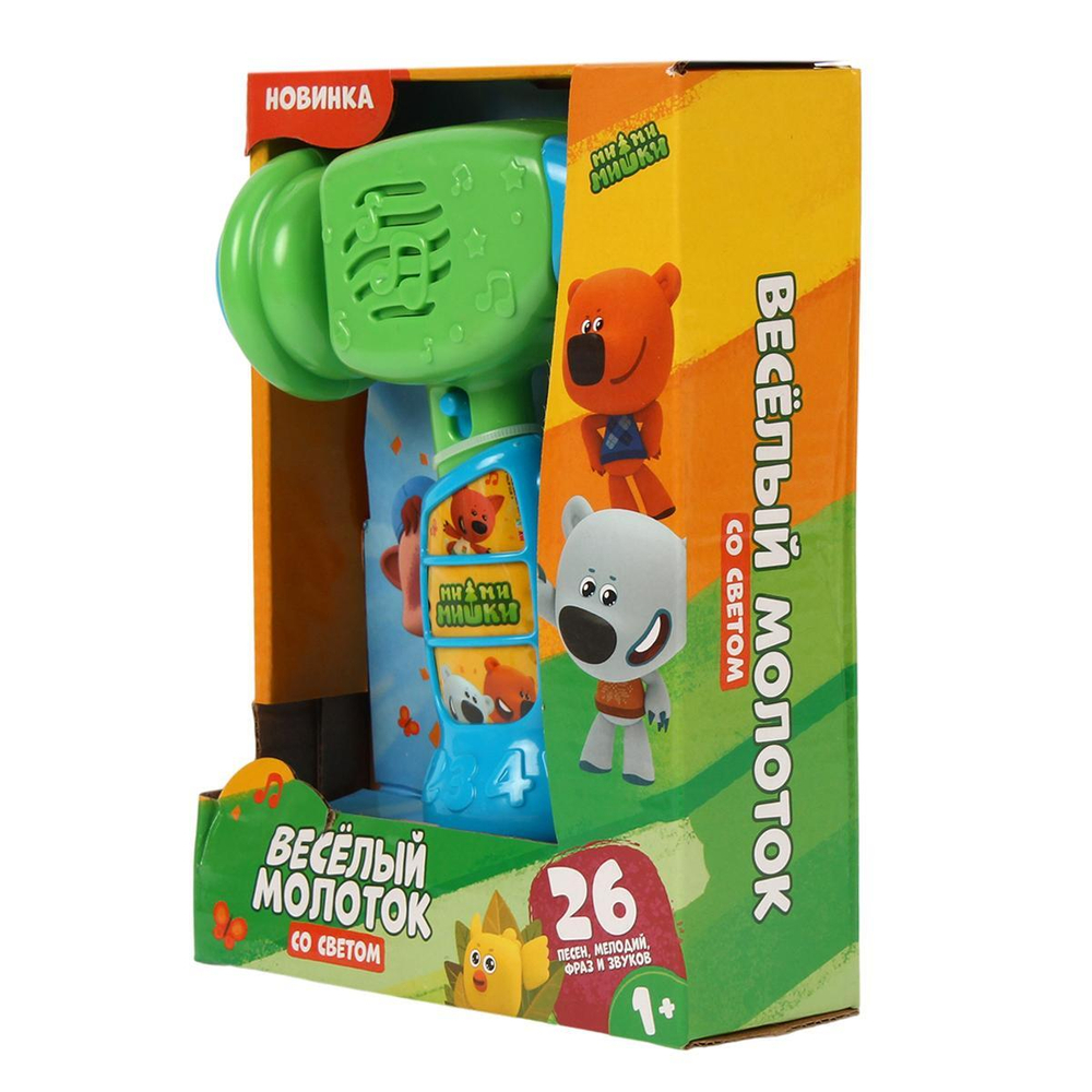 Веселый молоток "Ми-ми-мишки" 26 песен, мелодий, фраз и звуков.свет.коробка бат. (Умка)
