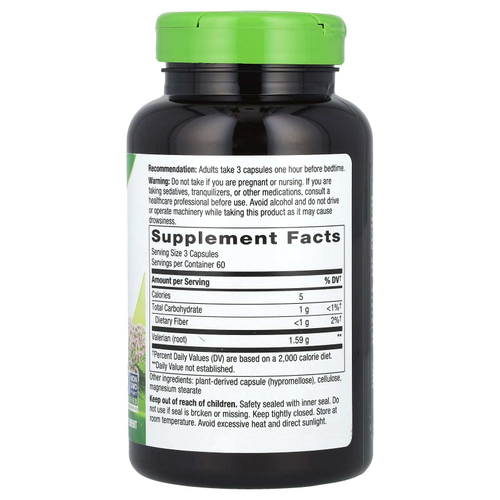 Nature's Way, корень валерианы, 180 веганских капсул (530 мг в 1 капсуле)