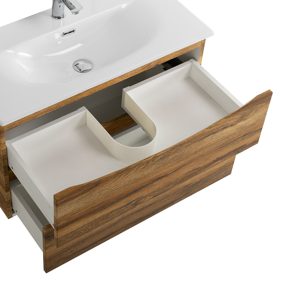 Тумба с раковиной подвесная BelBagno MARINO-CER-MINI-900-2C-SO-RR-P Rovere Rustico, раковина белая BB-8099-3-90