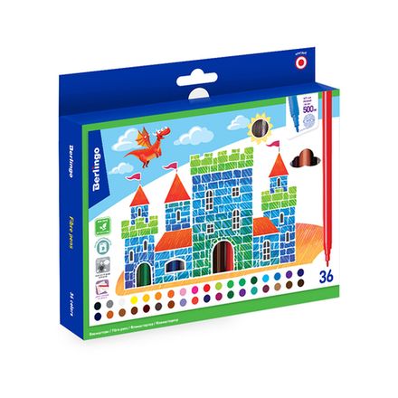 Фломастеры 36 цветов Berlingo Замки, картонная упаковка