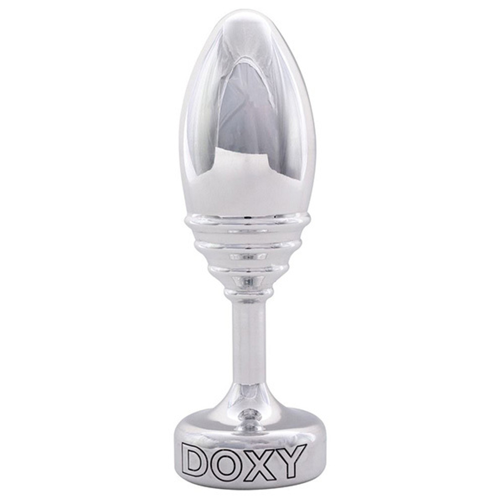 Серебристая анальная втулка 10,5см Doxy Ribbed Butt Plug DXBPSRB