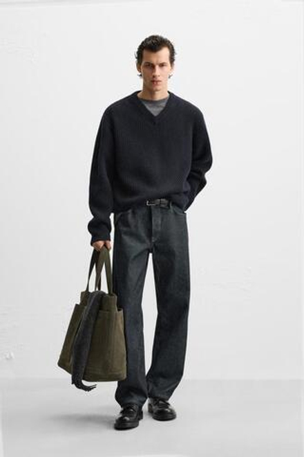 ZARA СВИТЕР ИЗ 100% ШЕРСТИ, МОРСКОЙ СИНИЙ