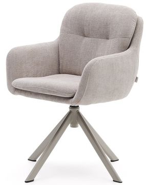 Поворотное кресло Lexa из бежевой синели с бежевыми ножками Испания 